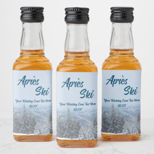 Snowy Mountain Forest Apres Ski Wedding Event Likeurfles Etiket (Flessen)