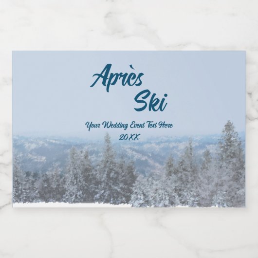 Snowy Mountain Forest Apres Ski Wedding Event Likeurfles Etiket (Enkel label)