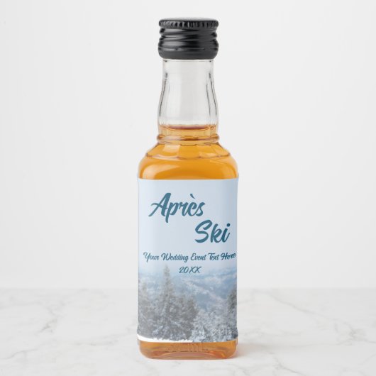 Snowy Mountain Forest Apres Ski Wedding Event Likeurfles Etiket (Voorkant)