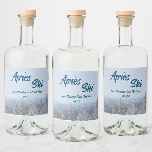 Snowy Mountain Forest Apres Ski Wedding Event Likeurfles Etiket (Flessen)