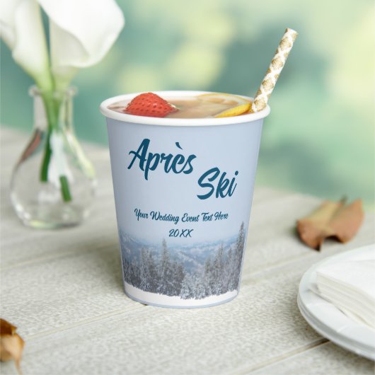 Snowy Mountain Forest Apres Ski Wedding Event Papieren Bekers (Insitu)