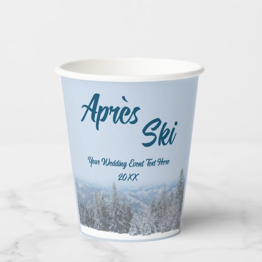 Snowy Mountain Forest Apres Ski Wedding Event Papieren Bekers (Voorkant)