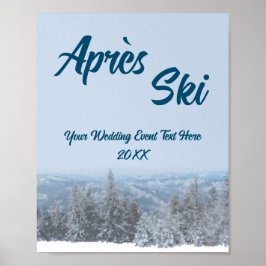 Snowy Mountain Forest Apres Ski Wedding Event Poster