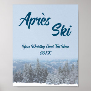 Snowy Mountain Forest Apres Ski Wedding Event Poster