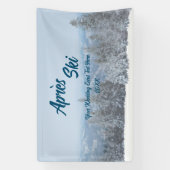 Snowy Mountain Forest Apres Ski Wedding Event Spandoek (Verticaal)