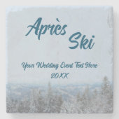 Snowy Mountain Forest Apres Ski Wedding Event Stenen Onderzetter (Voorkant)