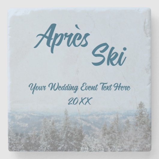 Snowy Mountain Forest Apres Ski Wedding Event Stenen Onderzetter (Voorkant)