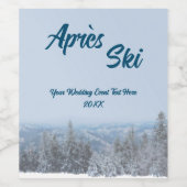 Snowy Mountain Forest Apres Ski Wedding Event Wijn Etiket (Enkel label)