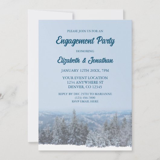 Snowy Mountain Forest Engagement Party Kaart (Voorkant)