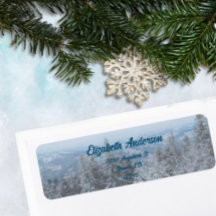 Snowy Mountain Forest Wedding Event Return Address