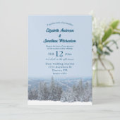 Snowy Mountain Forest Wedding Kaart (Staand voorkant)