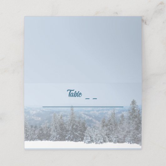 Snowy Mountain Forest Wedding Plaatskaartje (Buitenkant ongevouwen)