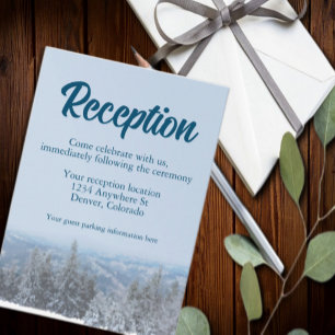 Snowy Mountain Forest Wedding Reception Informatiekaartje