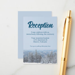 Snowy Mountain Forest Wedding Reception Informatiekaartje