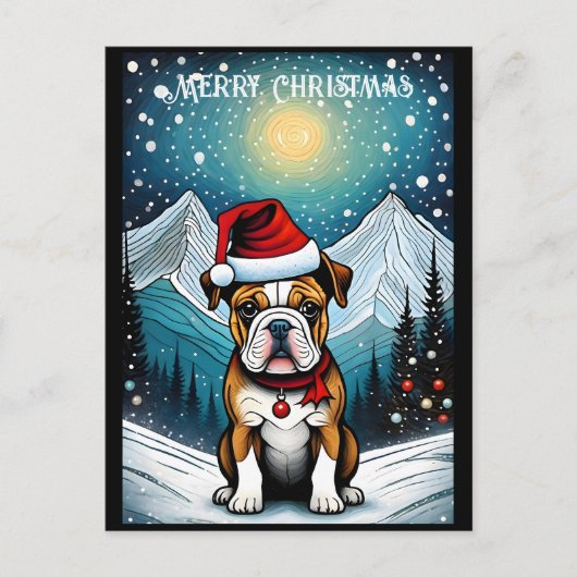Snowy Mountain Franse Bulldog Kerstmis Briefkaart (Voorkant)