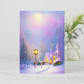 Snowy Mountain kerk budget Kerstmis Feestdagenkaart (Staand voorkant)