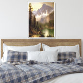 Snowy Mountain Lake Landschapsschilderij Canvas Afdruk (Insitu (Slaapkamer))