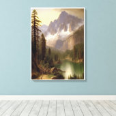 Snowy Mountain Lake Landschapsschilderij Canvas Afdruk (Insitu (Houten vloer))