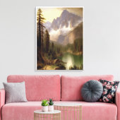 Snowy Mountain Lake Landschapsschilderij Canvas Afdruk (Insitu (Woonkamer))