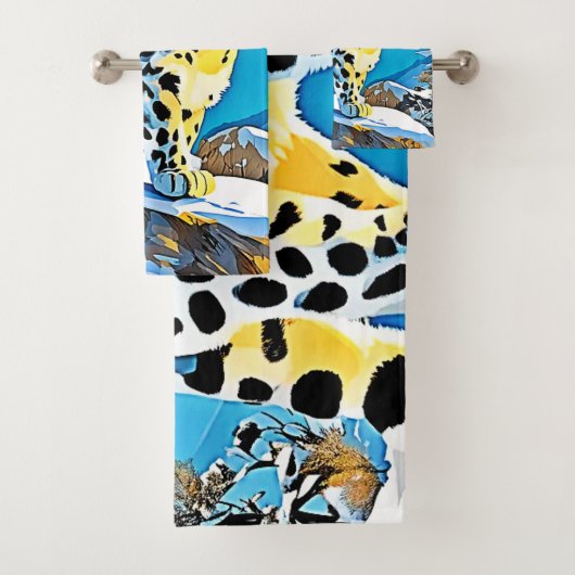 Snowy Mountain Leopard Stance Design Bad Handdoek (Insitu)