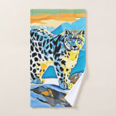 Snowy Mountain Leopard Stance Design Bad Handdoek (Handdoek)