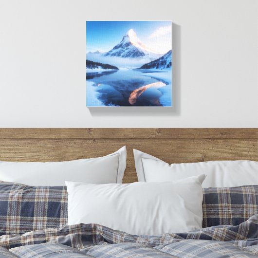 Snowy Mountain Majesty Canvas Afdruk (Insitu (Slaapkamer))