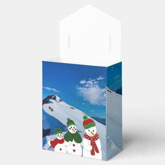 Snowy Mountain met Snowmen voor pleisterbox Bedankdoosjes (Geopend)
