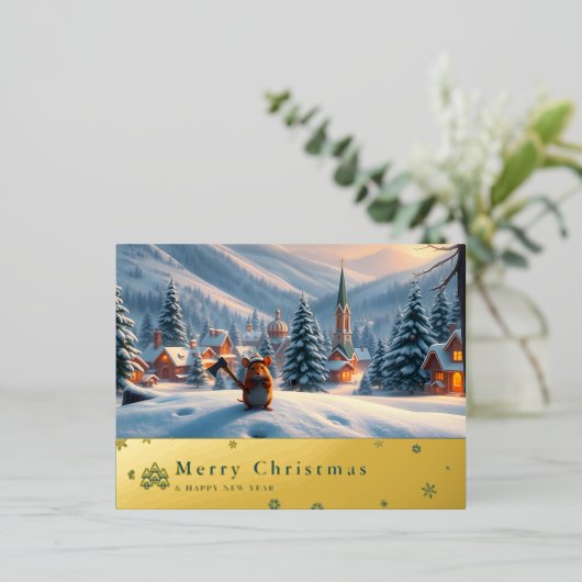 Snowy MOuntain Mouse Post Kaart I (Staand Voorkant)