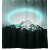Snowy mountain mysterious blue neon light douchegordijn (Voorkant)