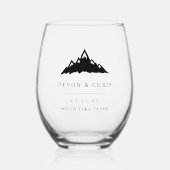 Snowy Mountain Peak bestemming bruiloft gunst Wijnglas Zonder Voet (Voorkant)