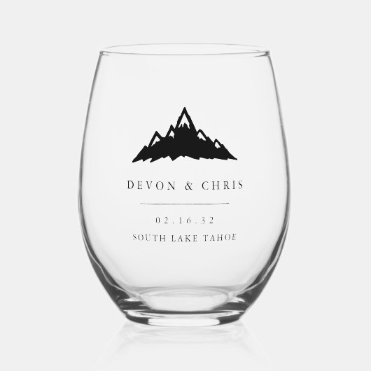 Snowy Mountain Peak bestemming bruiloft gunst Wijnglas Zonder Voet (Voorkant)