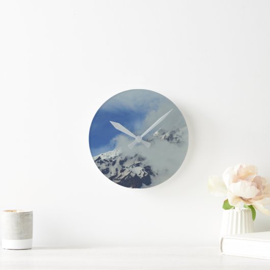Snowy Mountain Peak Wall Clock Ronde Klok (Huis)