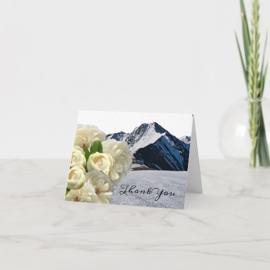 Snowy Mountain Peaks en Flowers Bedankkaart (Voorkant)