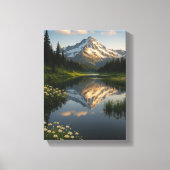 Snowy Mountain Reflected Lake Scene Canvas Afdruk (Voorkant)