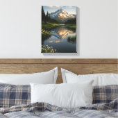 Snowy Mountain Reflected Lake Scene Canvas Afdruk (Insitu (Slaapkamer))