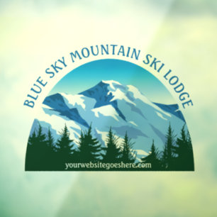 Snowy Mountain Ski Lodge Custom Winter Resort Raamsticker