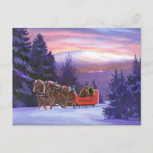 Snowy Mountain Sleigh Ride Briefkaart (Voorkant)