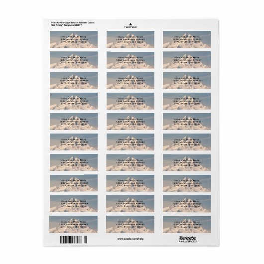 Snowy Mountain Summit Retouradres Etiket (Full Sheet)