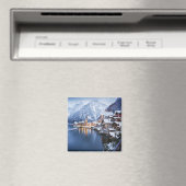 Snowy Mountain Town Winter Magneet (Insitu (Vaatwasser))