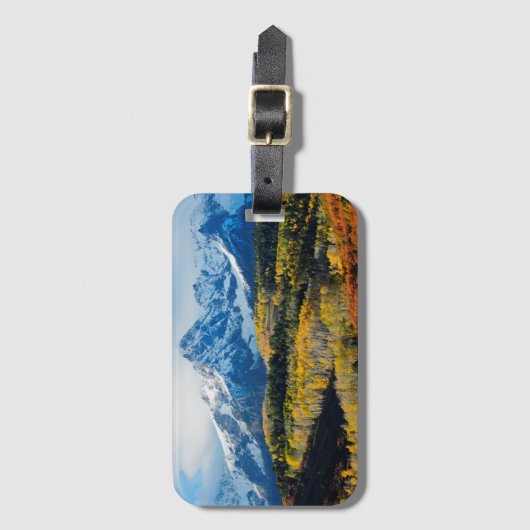 Snowy Mountain & Trees Bagagelabel (Voorkant (verticaal))