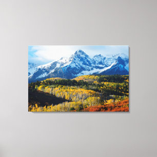 Snowy Mountain & Trees Canvas Afdruk