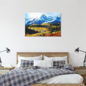 Snowy Mountain & Trees Canvas Afdruk (Insitu (Slaapkamer))