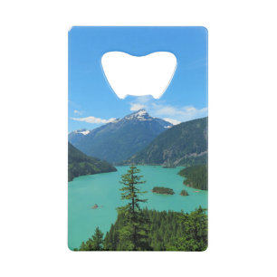 Snowy Mountain Turquoise Lake in Washington Creditkaart Flessenopener