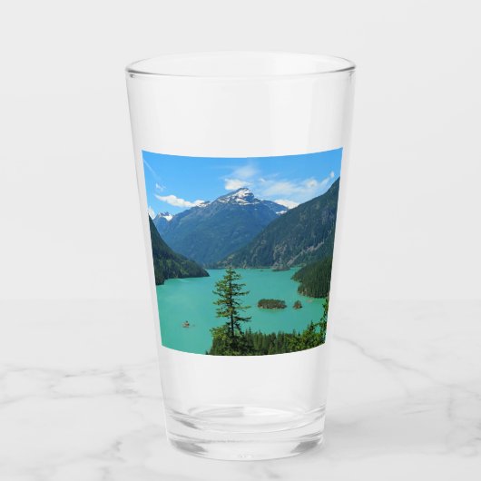 Snowy Mountain Turquoise Lake in Washington Glas (Voorkant)