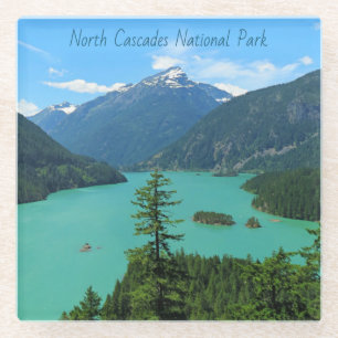 Snowy Mountain Turquoise Lake in Washington Glazen Onderzetter