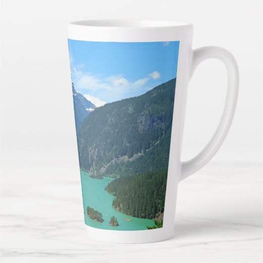 Snowy Mountain Turquoise Lake in Washington Latte Mok (Rechts)