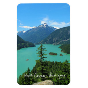 Snowy Mountain Turquoise Lake in Washington Magneet
