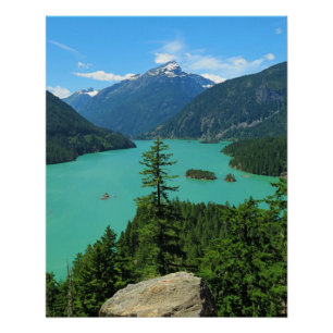 Snowy Mountain Turquoise Lake in Washington Perfect Poster