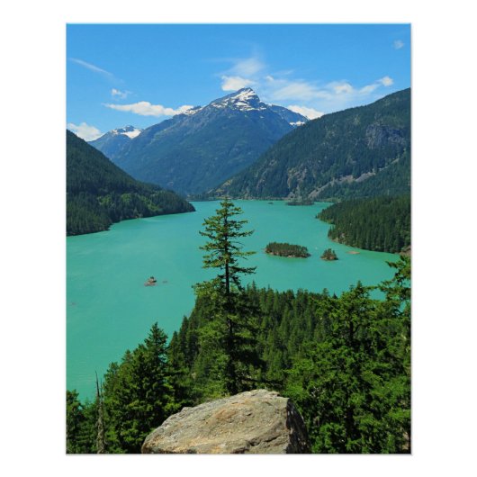 Snowy Mountain Turquoise Lake in Washington Perfect Poster (Voorkant)