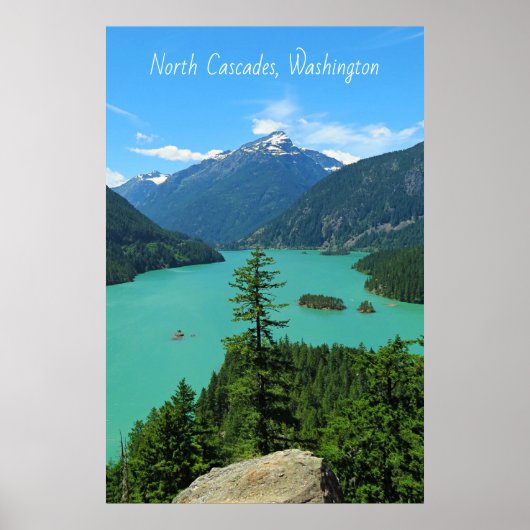 Snowy Mountain Turquoise Lake in Washington Poster (Voorkant)